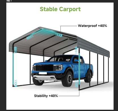 12 x 20 FT Heavy Duty Metal Carport
