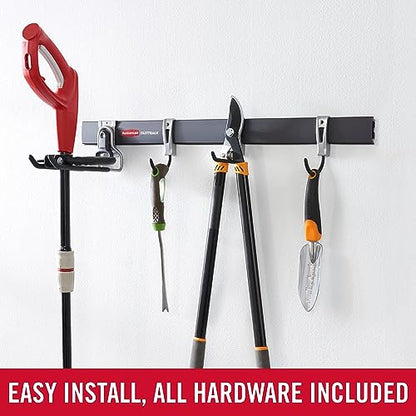 FastTrack Garage Storage Utility Hooks 5 Piece Black All in One Rail Hook Kit and Tool Organizer Heavy Duty for Home