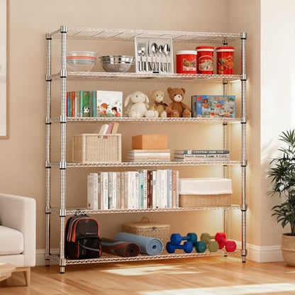 2100LBS 47.2" W 6 Tiers Shelf Storage Shelves Metal Shelving Unit Heavy Duty Garage Shelving Adjustable Wire Shelves for Pantry