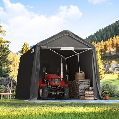 8x14 ft Steel Metal Peak Roof Portable Garage Shelter Storage Shed Carport for Motorcycle