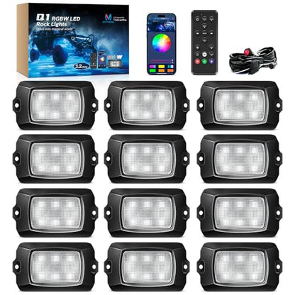 Q1 RGBW 12 Pod Rock Lights for Trucks with App & Remote Control (12 Count)