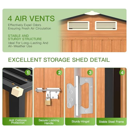 5x3 Ft Outdoor Storage Shed with Floor