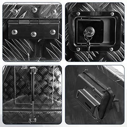 28 Inch Heavy Duty Aluminum Stripes Plated Tool Box Pick Up Truck Bed RV Trailer Tongue Toolbox Waterproof Storage Organizer with Lock and Keys