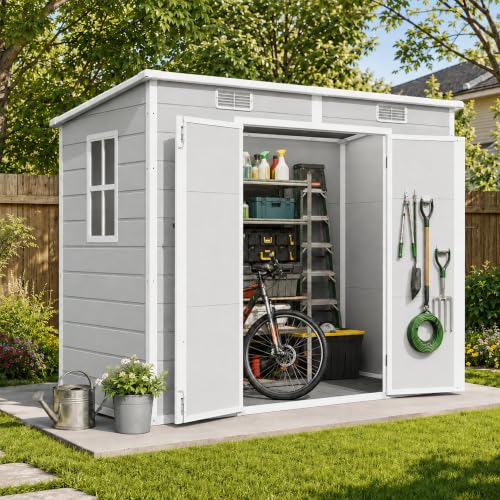 8x4 FT Resin Storage Shed with Floor Window and Vents