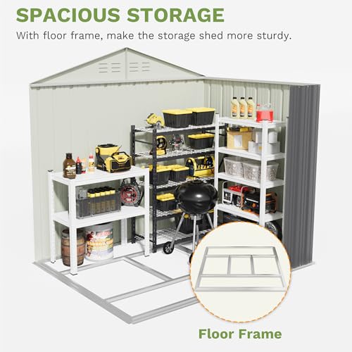 6x4 FT Outdoor Storage Shed with Floor Frame