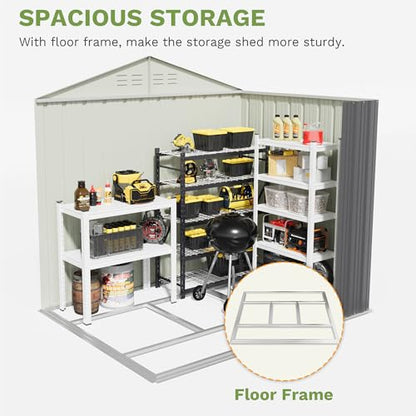 6x4 FT Outdoor Storage Shed with Floor Frame