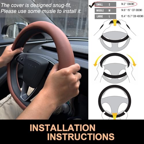 Nappa Leather Steering Wheel Cover for Tesla Model Y