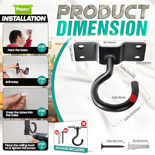 8Pcs 200LB Rotatable Ceiling Hook Wall Mount Metal Hanger for Hanging Plant (8 Count)