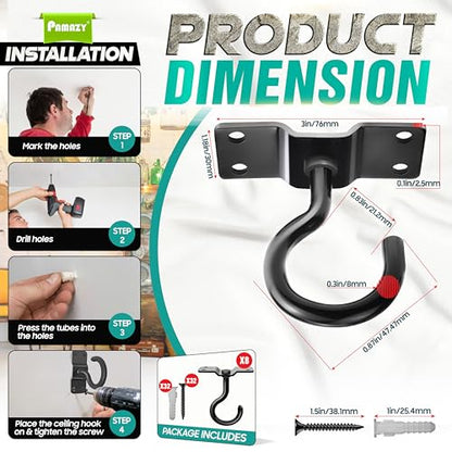 8Pcs 200LB Rotatable Ceiling Hook Wall Mount Metal Hanger for Hanging Plant (8 Count)