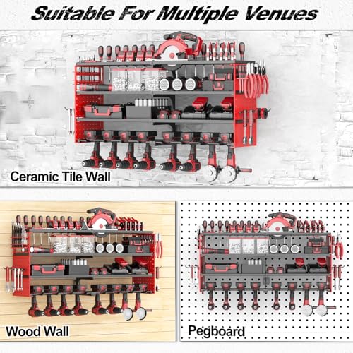 33" Metal Power Tool Organizer Wall Mount