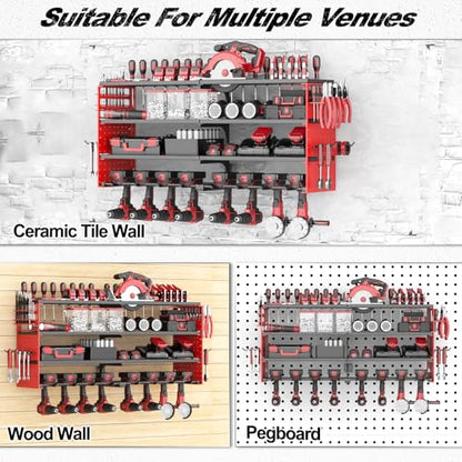 33" Metal Power Tool Organizer Wall Mount