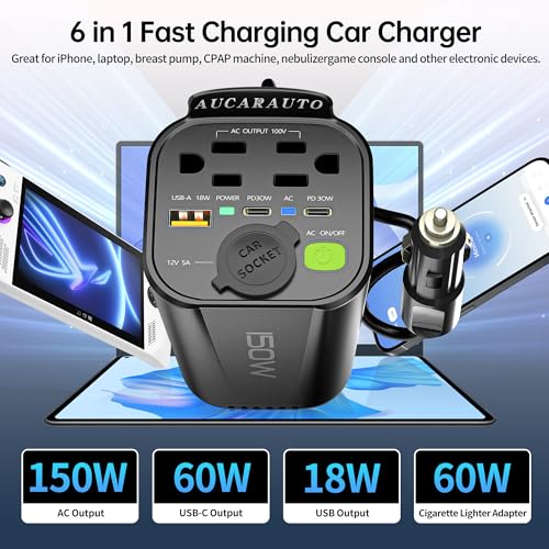 150W Power Inverter DC 12V to 110V AC Inverter for Car Cup Holder