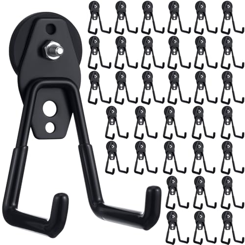 34 Pcs Large Magnetic Hooks Heavy Duty Garage Magnet Hooks Strong Storage Utility Magnetic Hangers with Anti Slip Rubber Coating for Indoor and Outdoor Hanging (34 Count)