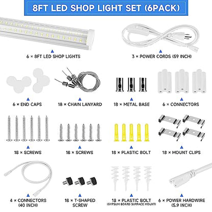 8FT U Shape 125W Integrated Tube Bright LED Light (6 Count)