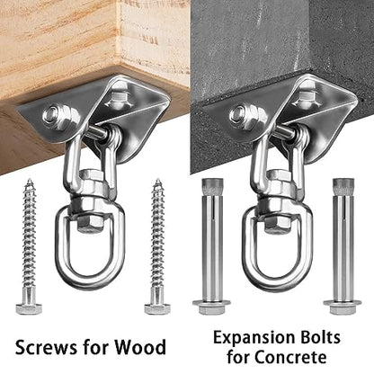 Heavy Duty Swing Hangers for Wooden Sets 2000 LB Capacity Hammock Hanger 360 Swivel Stainless Steel Swing Hardware Accessories 1 Packs for Porch Playground Yoga Heavy Bag