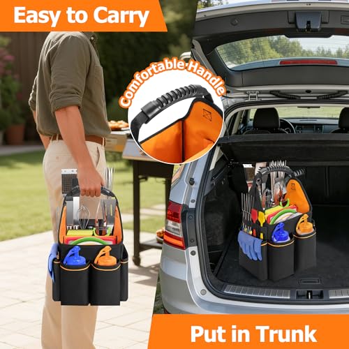 Grill Utensil Storage Bag with Divider & Boards & Pockets & Handle