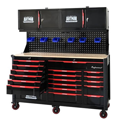 64 Inch Garage Storage System with Workbench & Pegboard