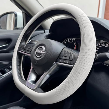 D Shaped Nappa Leather Steering Wheel Cover 14.5