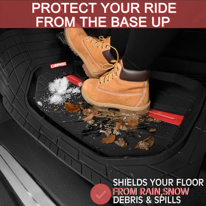 Tire Tread DeepDish Rubber Floor Mats for car Heavy Duty car mats All Weather (3 Count)