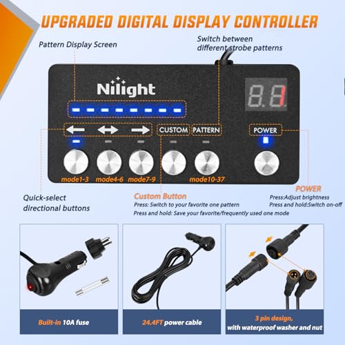 49 Inch Emergency Strobe Light Strips with Controller Red White