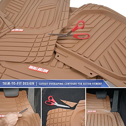 Beige Heavy Duty Front & Rear Rubber Floor Mats Universal Liners for Car SUV Van & Truck