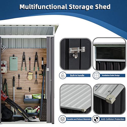 JY QAQA 6x4 FT Metal Outdoor Garden Storage Shed