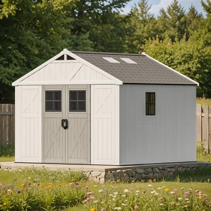 10x10 FT Resin Outdoor Storage Shed with Floor