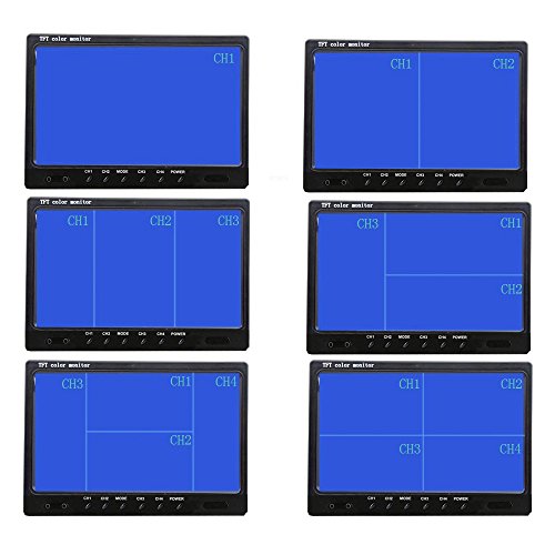 4 Channel Backup Camera System with 9 Inch Quad Split Screen Monitor
