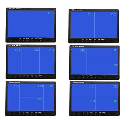 4 Channel Backup Camera System with 9 Inch Quad Split Screen Monitor