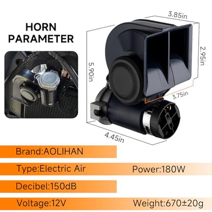 Air Horn Loud Train Horn kit for Car High Pitched Truck Horn with Button