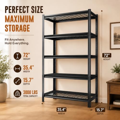 Heavy Duty Metal Bookshelf Adjustable Storage Shelving Unit for Home Office