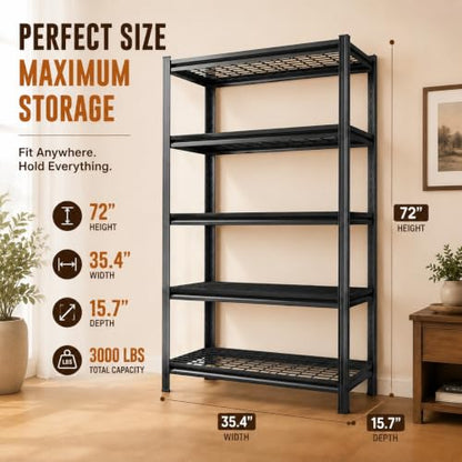 Heavy Duty Metal Bookshelf Adjustable Storage Shelving Unit for Home Office