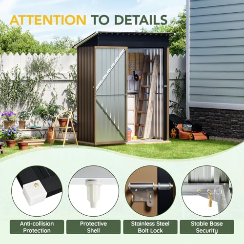 Vertical Outdoor Steel Storage Shed 5 x 3 ft
