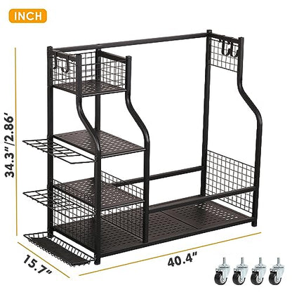 2 Golf Bag Rack Garage Storage Organizer Metal Black Golf Clubs Stand