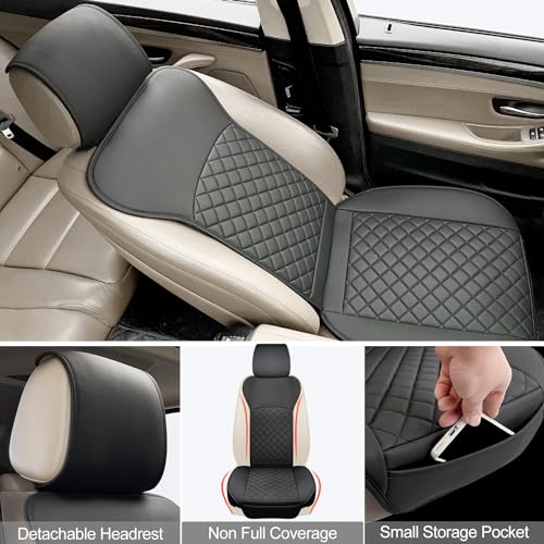 2 Pack Leather Front Car Seat Covers with Side Wrap Black (2 Count)