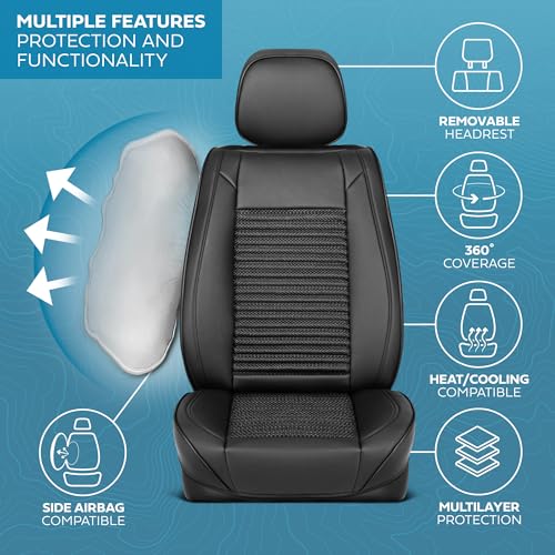 Curated Wicker Leather Seat Covers for Cars & SUVs (2 Count)