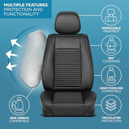 Curated Wicker Leather Seat Covers for Cars & SUVs (2 Count)