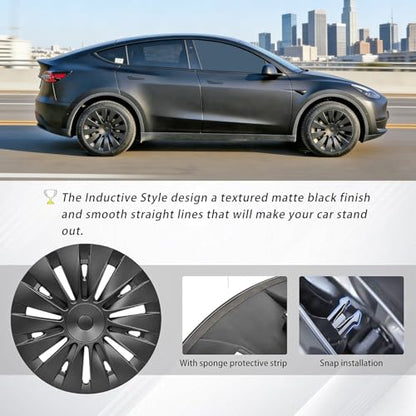 4PCS Wheel Covers Fits for Tesla Model Y Hubcap 19 Inch 2020 (4 Count)
