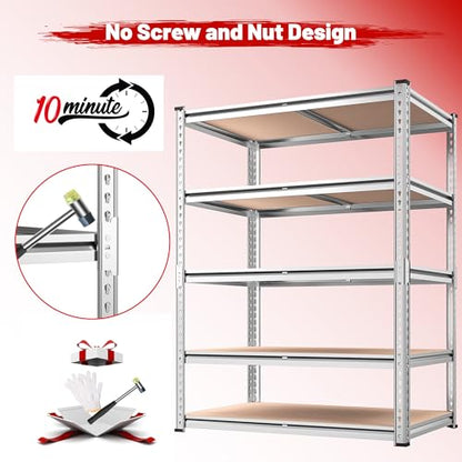 2020LBS Garage Shelving Heavy Duty Metal Shelving 5 Tier Storage Shelves (4 Count)