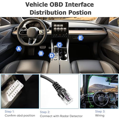 OBD to RJ11 Radar Detector Power Cord