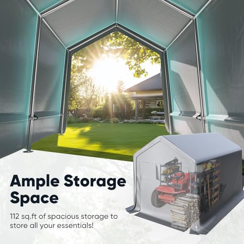 8x12FT Long Storage Shed Kayak Shelter with Roll