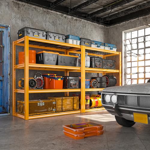40" W Yellow Garage Shelving with Double (3 Count)