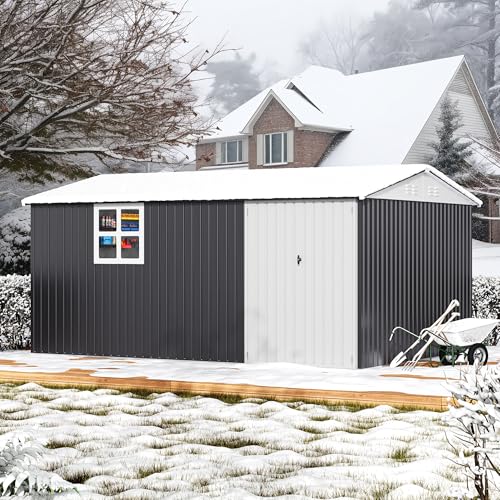 10x14 FT Outdoor Storage Metal Shed with Window