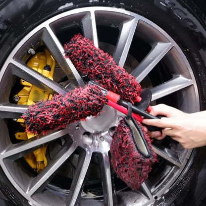 Professional 4 Pack Long Handle Wheel Brush Kit for Cleaning Wheel and Tire
