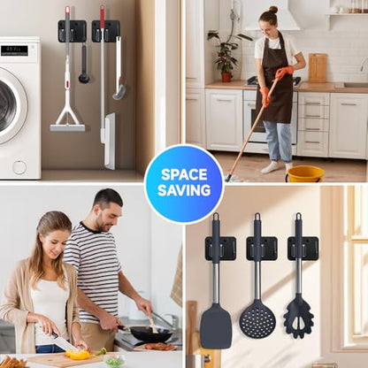 4 Pack Broom Holder with Heavy Duty Hooks (4 Count)
