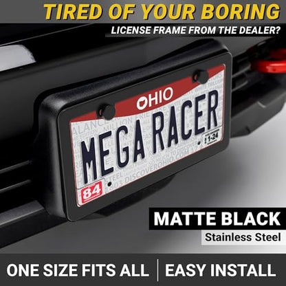 Premium Slim Matte Black License Plate Frame