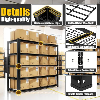 48" W X 24" D X 72" H 5 Tier Heavy Duty Garage Shelving (2 Count)