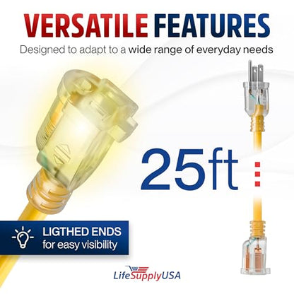 25ft Outdoor Indoor Extension Cord 14
