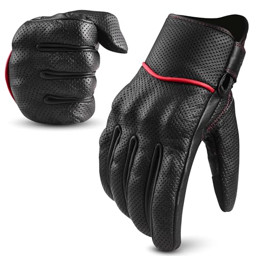 Motorcycle Gloves Men's Leather Motorbike Gloves Touchscreen Function