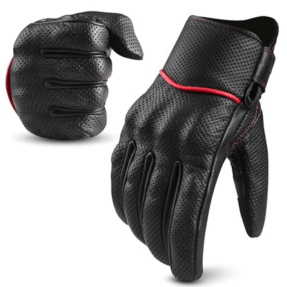 Motorcycle Gloves Men's Leather Motorbike Gloves Touchscreen Function